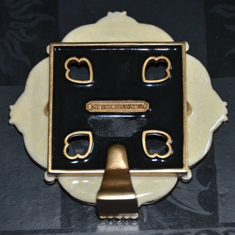 RARE RETIRED JAY STRONGWATER WARNER BLACK PAVE DIAMOND LACE CRYSTAL ENAMEL FRAME
